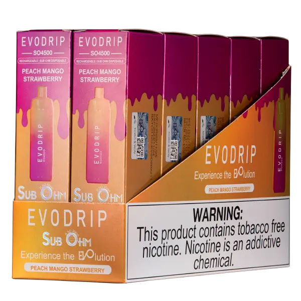 BUY 1 GET 1 FREE Peach Mango Strawberry EVODRIP SO4500 | Vape Amazon India EVODRIP