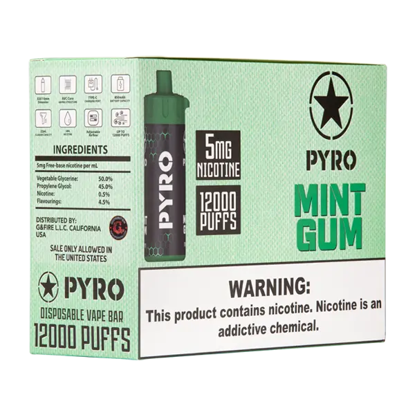 BUY 1 GET 1 FREE Mint Gum PYRO 12000 | Vape Amazon India Pyro