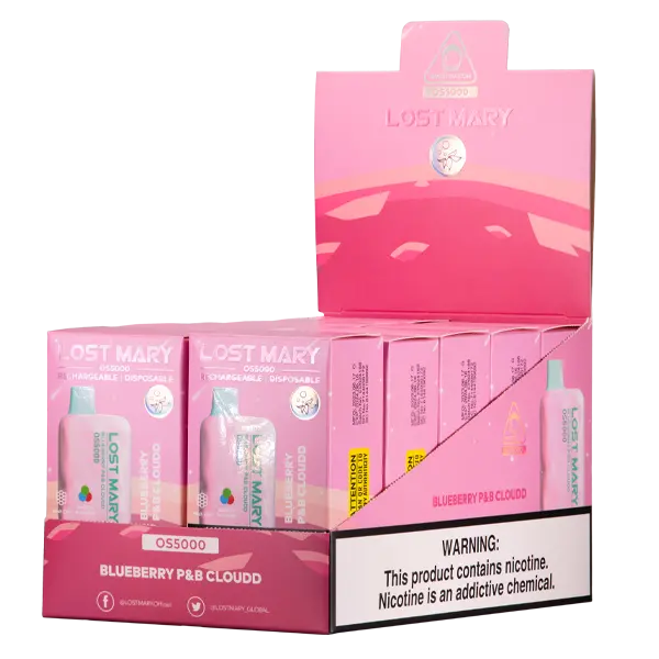 BUY 1 GET 1 FREE Blueberry P&B Cloudd Lost Mary OS5000 | Vape Amazon India Lost Mary