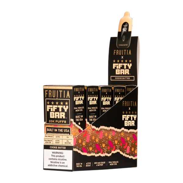 BUY 1 GET 1 FREE Cookie Butter FRUITIA X Fifty Bar 20K | Vape Amazon India Fruitia