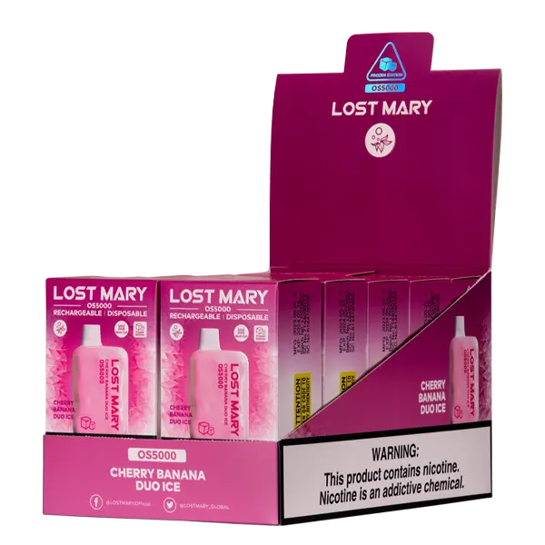 BUY 1 GET 1 FREE Cherry Banana Duo Ice Lost Mary OS5000 | Vape Amazon India Lost Mary