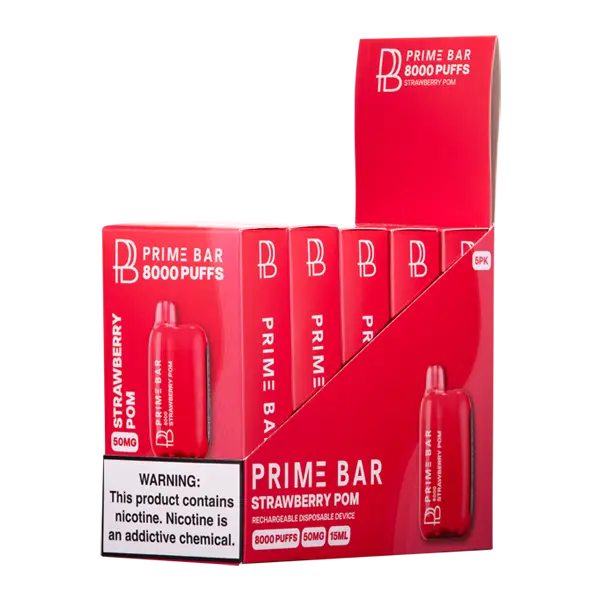 BUY 1 GET 1 FREE Strawberry Pom Prime Bar 8000 | Vape Amazon India Prime Bar